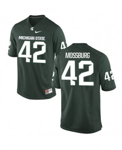 Men's Brent Mossburg Michigan State Spartans #42 Nike NCAA Green Authentic College Stitched Football Jersey CZ50O32TB